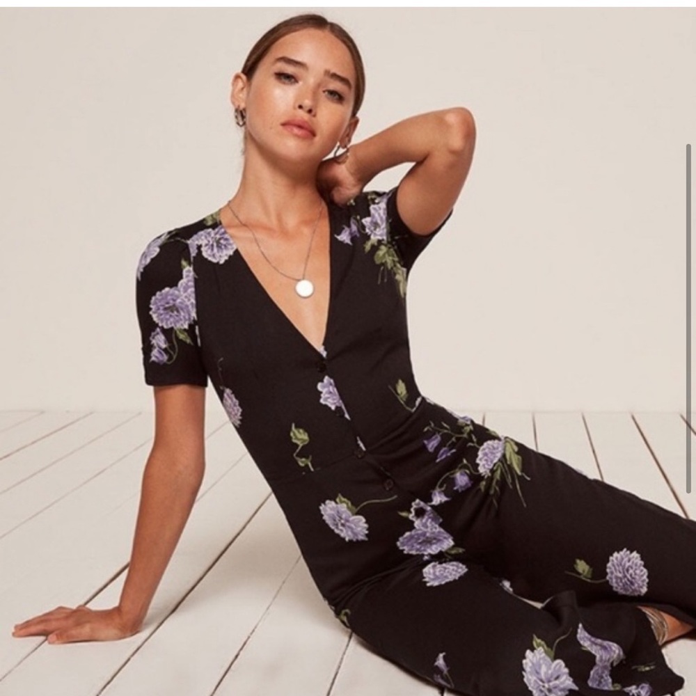 Reformation, long jumpsuit with floral pattern